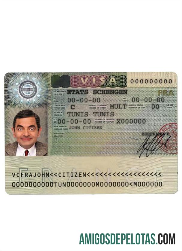 Visto Schengen para a França amostra